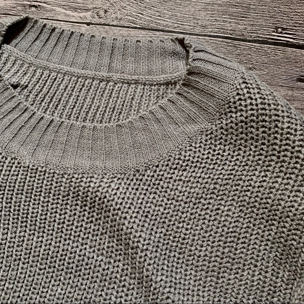 Sexy grey long sleeve broken holes sweater dress - Picture 3 of 5